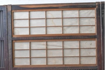 和製アンティーク　大正期から昭和初期　細やかな縦格子が美しい格子戸4枚セット　(R-086601)