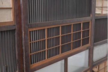 和製アンティーク　大正期から昭和初期　細やかな縦格子が美しい格子戸4枚セット　(R-086601)