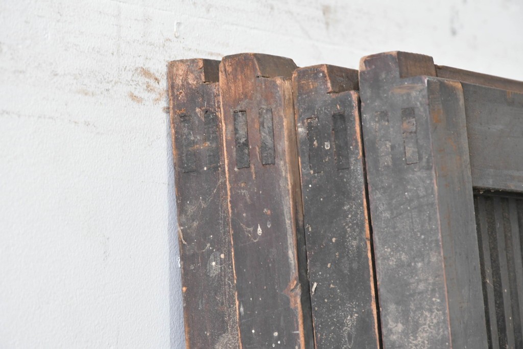 和製アンティーク　大正期から昭和初期　細やかな縦格子が美しい格子戸4枚セット　(R-086601)