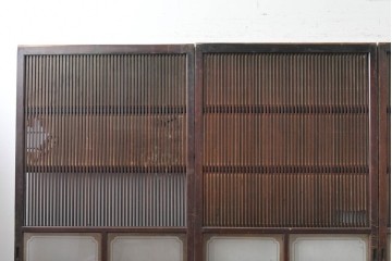 和製アンティーク　大正期から昭和初期　細やかな縦格子が美しい格子戸4枚セット　(R-086602)