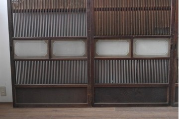 和製アンティーク　大正期から昭和初期　細やかな縦格子が美しい格子戸4枚セット　(R-086602)