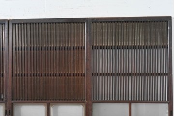 和製アンティーク　大正期から昭和初期　細やかな縦格子が美しい格子戸4枚セット　(R-086602)