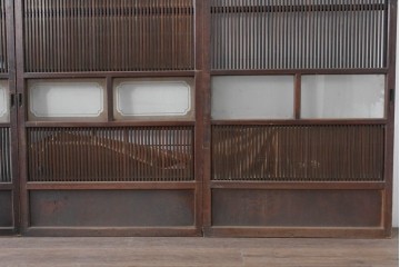 和製アンティーク　大正期から昭和初期　細やかな縦格子が美しい格子戸4枚セット　(R-086602)