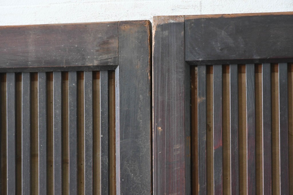 和製アンティーク　大正期から昭和初期　細やかな縦格子が美しい格子戸4枚セット　(R-086602)