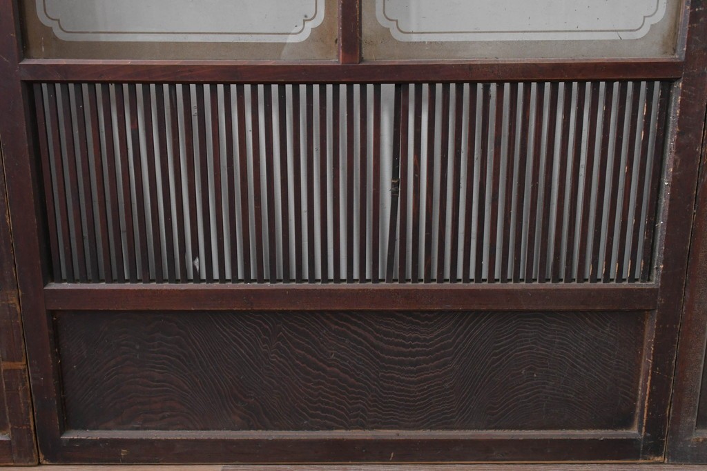 和製アンティーク　大正期から昭和初期　細やかな縦格子が美しい格子戸4枚セット　(R-086602)