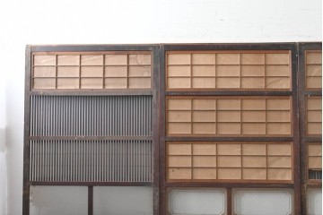 和製アンティーク　大正期から昭和初期　細やかな縦格子が美しい格子戸4枚セット　(R-086602)