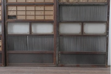 和製アンティーク　大正期から昭和初期　細やかな縦格子が美しい格子戸4枚セット　(R-086602)