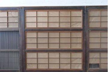 和製アンティーク　大正期から昭和初期　細やかな縦格子が美しい格子戸4枚セット　(R-086602)