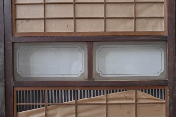 和製アンティーク　大正期から昭和初期　細やかな縦格子が美しい格子戸4枚セット　(R-086602)