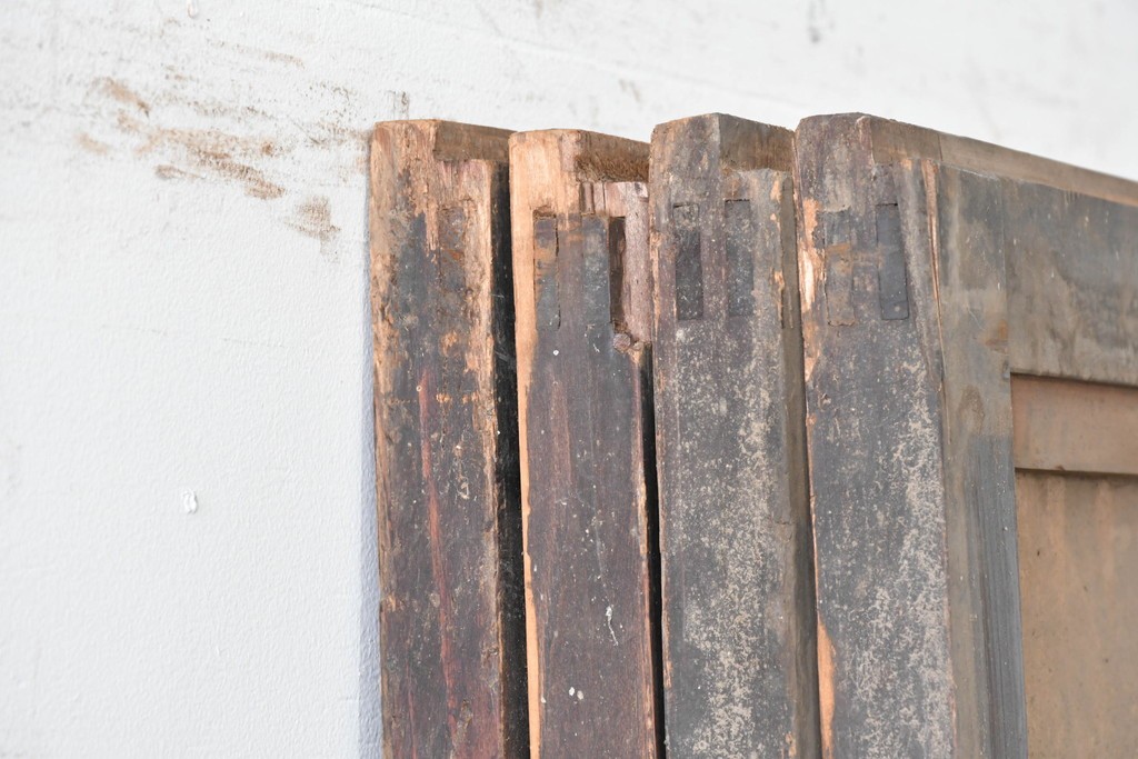 和製アンティーク　大正期から昭和初期　細やかな縦格子が美しい格子戸4枚セット　(R-086602)