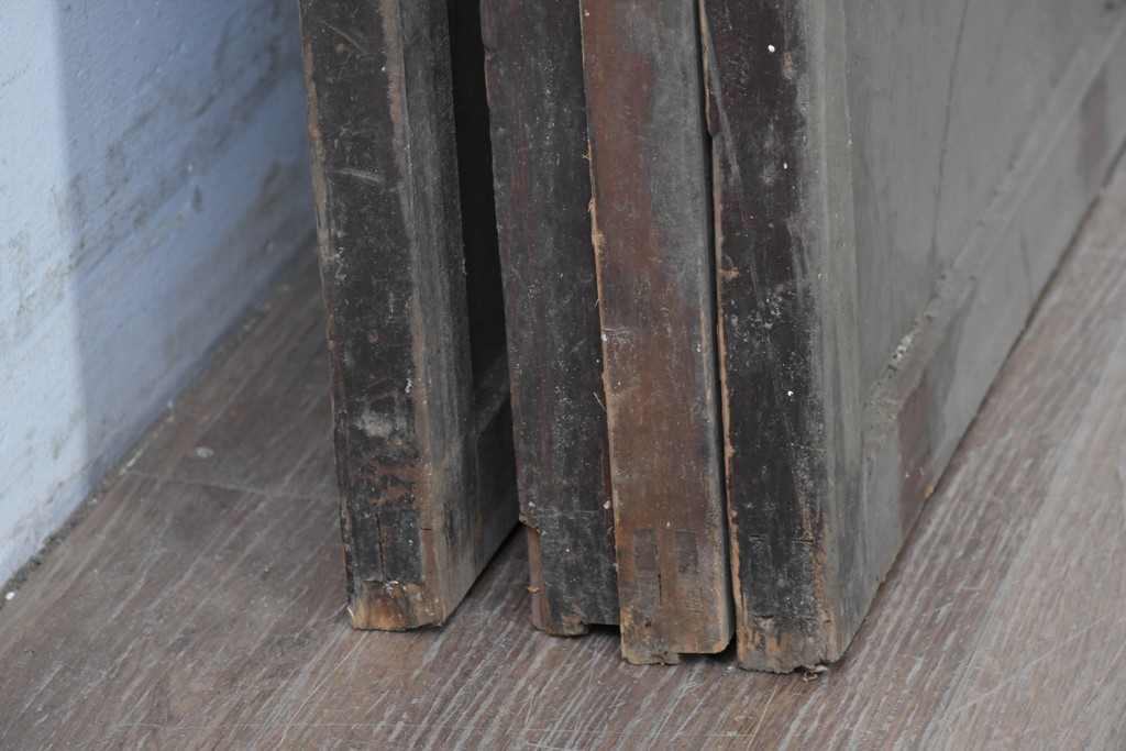 和製アンティーク　大正期から昭和初期　細やかな縦格子が美しい格子戸4枚セット　(R-086602)