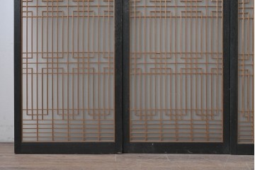 ヴィンテージ建具　昭和中期　組子細工が美しい片面ガラスの書院窓4枚セット　(R-086606)