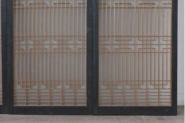 ヴィンテージ建具　昭和中期　組子細工が美しい片面ガラスの書院窓4枚セット　(R-086606)