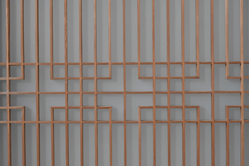 ヴィンテージ建具　昭和中期　組子細工が美しい片面ガラスの書院窓4枚セット　(R-086606)