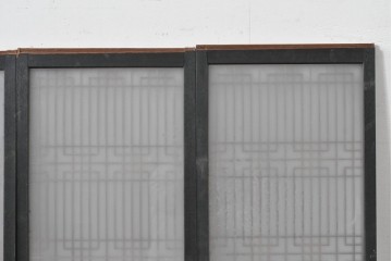 ヴィンテージ建具　昭和中期　組子細工が美しい片面ガラスの書院窓4枚セット　(R-086606)
