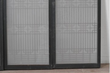 ヴィンテージ建具　昭和中期　組子細工が美しい片面ガラスの書院窓4枚セット　(R-086606)