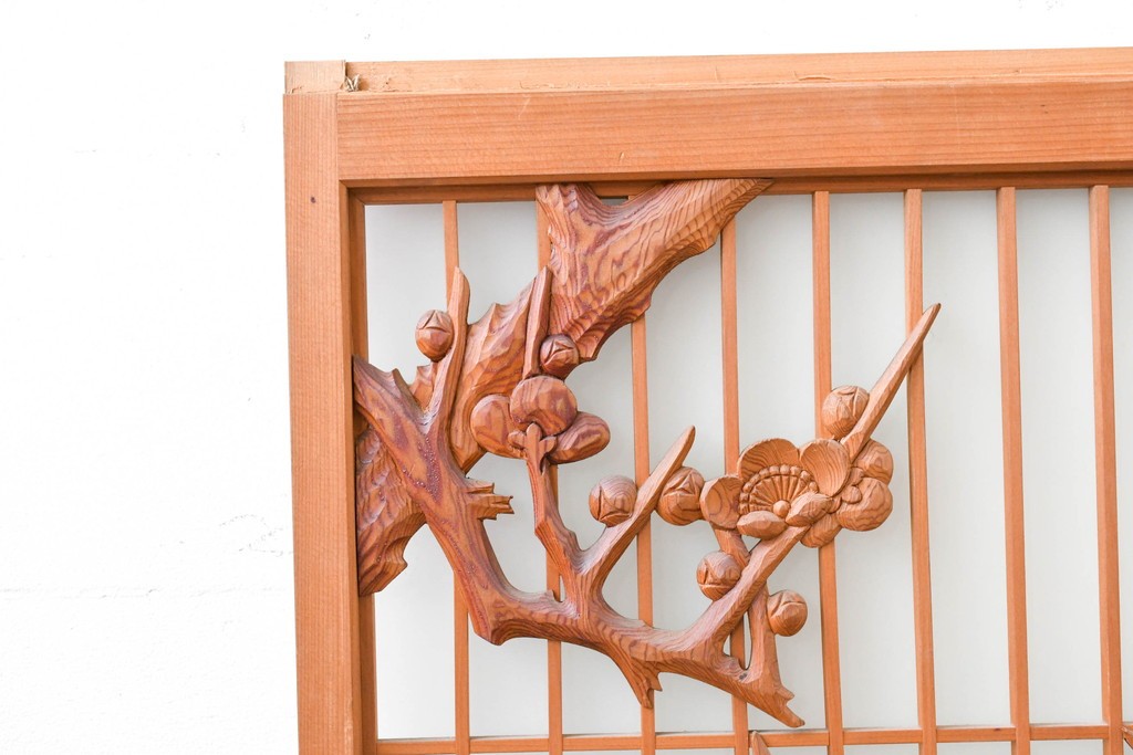 和製ヴィンテージ　上手物!!　昭和中期　松竹梅、鶴亀図の書院戸4枚セット　(R-086607)