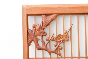 和製ヴィンテージ　上手物!!　昭和中期　松竹梅、鶴亀図の書院戸4枚セット　(R-086607)