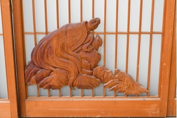 和製ヴィンテージ　上手物!!　昭和中期　松竹梅、鶴亀図の書院戸4枚セット　(R-086607)