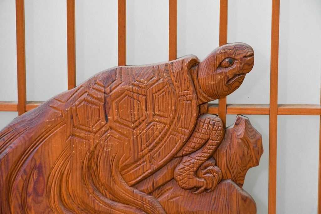 和製ヴィンテージ　上手物!!　昭和中期　松竹梅、鶴亀図の書院戸4枚セット　(R-086607)