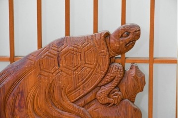 和製ヴィンテージ　上手物!!　昭和中期　松竹梅、鶴亀図の書院戸4枚セット　(R-086607)