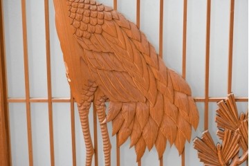 和製ヴィンテージ　上手物!!　昭和中期　松竹梅、鶴亀図の書院戸4枚セット　(R-086607)