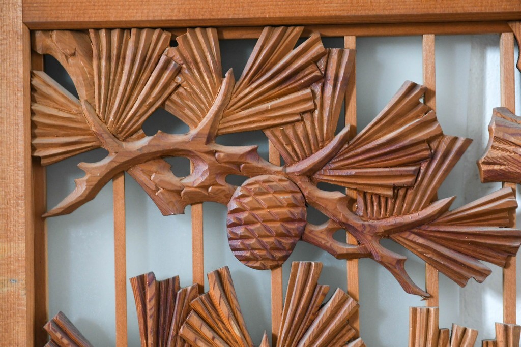 和製ヴィンテージ　上手物!!　昭和中期　松竹梅、鶴亀図の書院戸4枚セット　(R-086607)