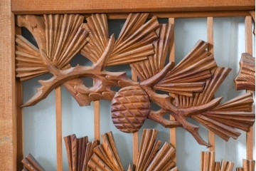 和製ヴィンテージ　上手物!!　昭和中期　松竹梅、鶴亀図の書院戸4枚セット　(R-086607)