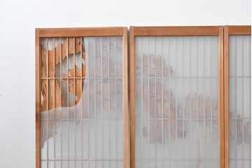 和製ヴィンテージ　上手物!!　昭和中期　松竹梅、鶴亀図の書院戸4枚セット　(R-086607)