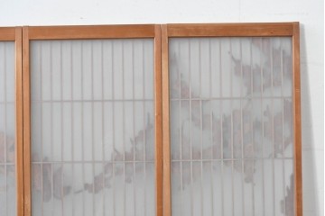 和製ヴィンテージ　上手物!!　昭和中期　松竹梅、鶴亀図の書院戸4枚セット　(R-086607)