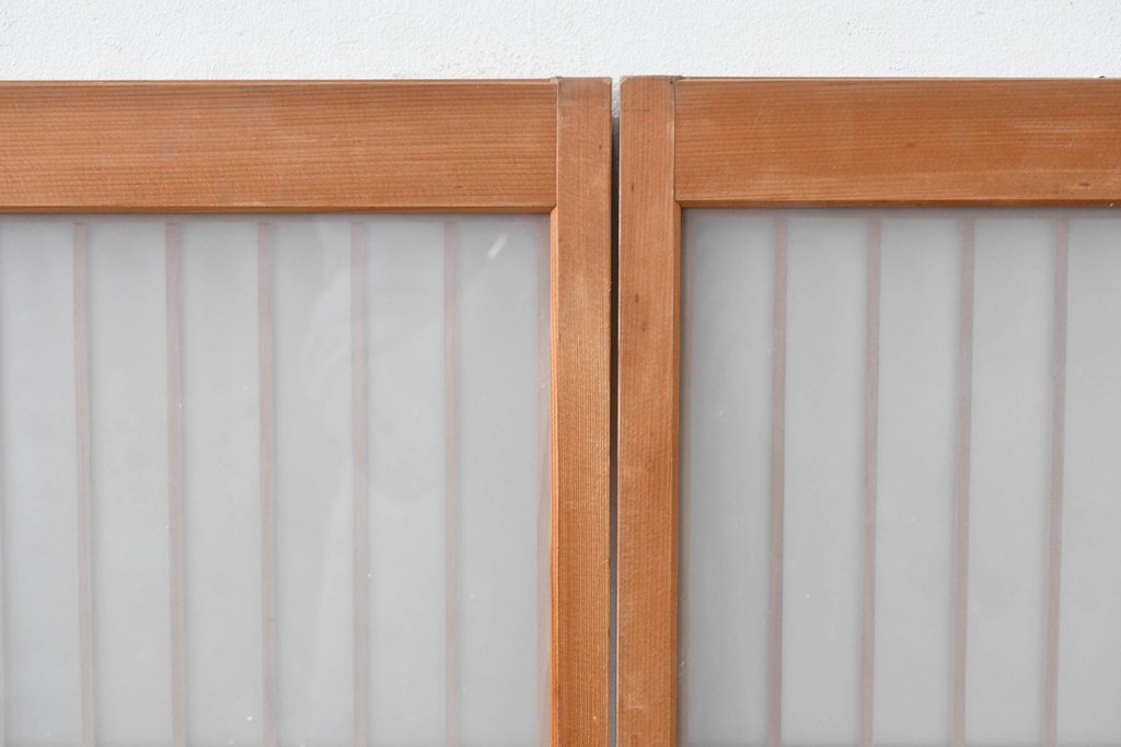 和製ヴィンテージ　上手物!!　昭和中期　松竹梅、鶴亀図の書院戸4枚セット　(R-086607)