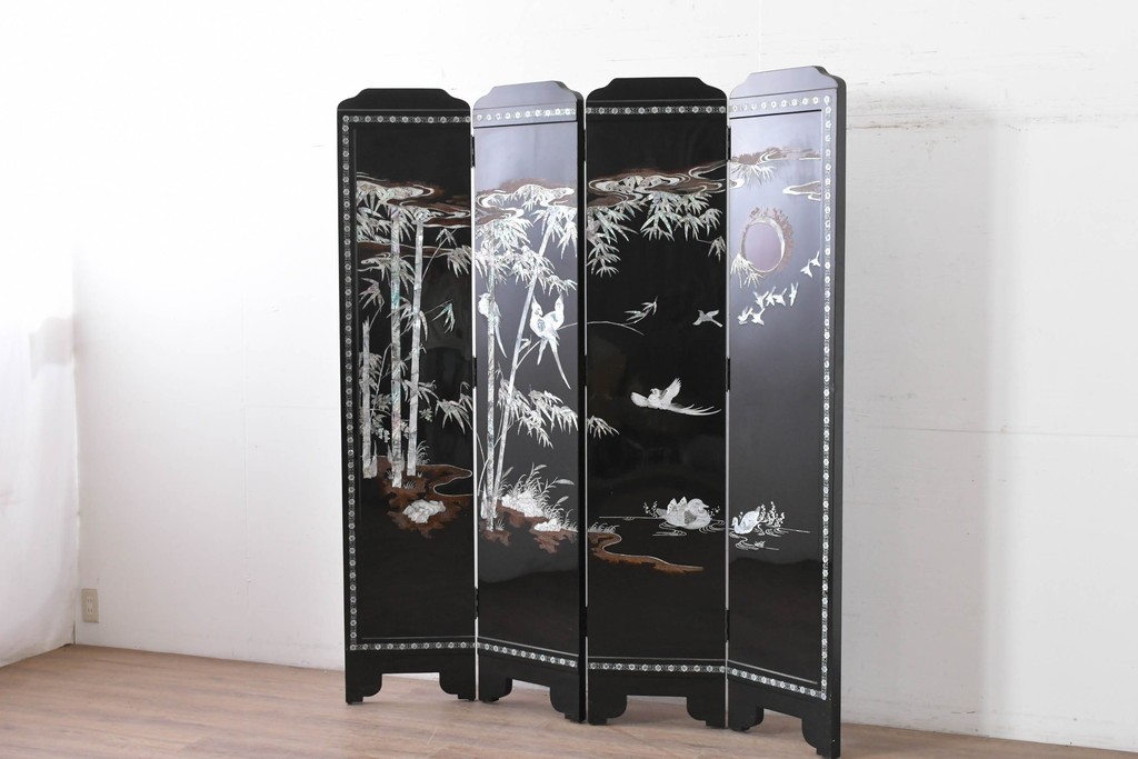 アジアンヴィンテージ　高級品　螺鈿細工が美しい衝立て　定価約180万円　(R-086609)