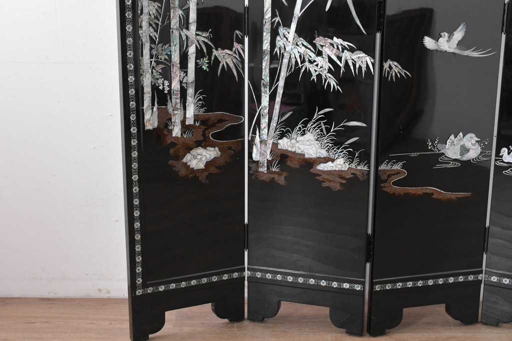 アジアンヴィンテージ　高級品　螺鈿細工が美しい衝立て　定価約180万円　(R-086609)