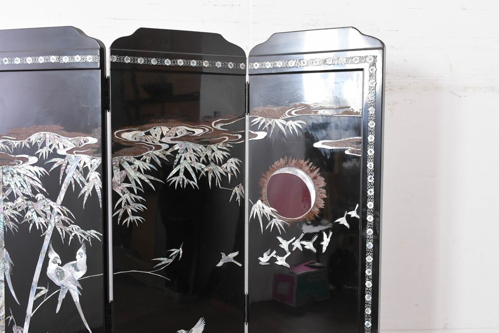 アジアンヴィンテージ　高級品　螺鈿細工が美しい衝立て　定価約180万円　(R-086609)