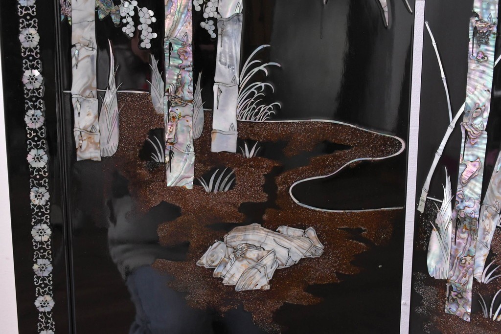 アジアンヴィンテージ　高級品　螺鈿細工が美しい衝立て　定価約180万円　(R-086609)