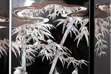 アジアンヴィンテージ　高級品　螺鈿細工が美しい衝立て　定価約180万円　(R-086609)