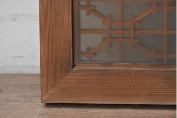 ヴィンテージ建具　昭和中期　端正な印象の組子格子をあしらった両面ガラスの欄間1枚　(R-086611)