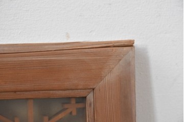 ヴィンテージ建具　昭和中期　端正な印象の組子格子をあしらった両面ガラスの欄間1枚　(R-086611)