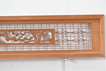ヴィンテージ建具　昭和後期　松・竹・梅の彫刻入り組子欄間2枚セット　(R-086615)