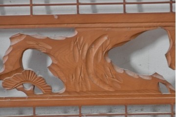 ヴィンテージ建具　昭和後期　松・竹・梅の彫刻入り組子欄間2枚セット　(R-086615)