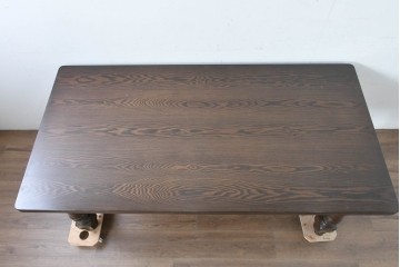 中古　美品　横浜クラシック家具　ノックオンウッド(knockonwood)　タモ材　重厚感のある挽き物脚のダイニングテーブル　定価約55万円　(R-086618)