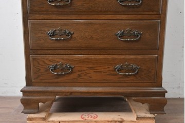 中古　超美品　使用感ほぼなし　横浜クラシック家具　ノックオンウッド(knockonwood)　楢(ナラ)材　クラシカルな引手金具のチェスト　定価約25万円　(R-086621)