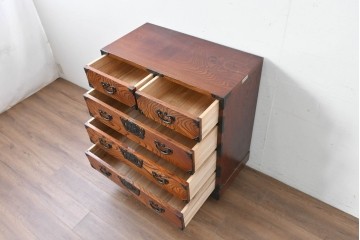 中古　岩谷堂箪笥　豊かな木目が楽しめる引き出し5杯の衣装箪笥　(R-086627)