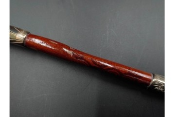 金工師 吉田省吾作　純銀製　秋の草花図があしらわれた純村田張煙管　共箱付き　(R-086634)