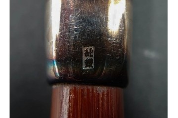 純銀製　象嵌　花鳥彫が優美な煙管2点セット　共箱付き　(R-086640)