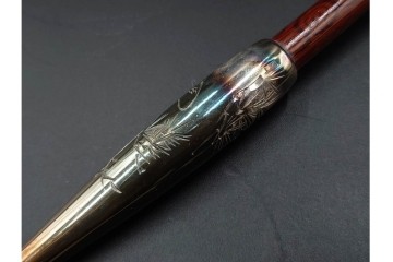 純銀製　象嵌　松鷹図・鯉図・梅鳥図の意匠豊かな煙管3点セット　共箱付き　(R-086642)