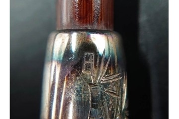 純銀製　象嵌　松鷹図・鯉図・梅鳥図の意匠豊かな煙管3点セット　共箱付き　(R-086642)