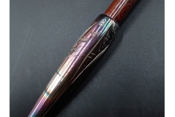 純銀製　象嵌　松鷹図・鯉図・梅鳥図の意匠豊かな煙管3点セット　共箱付き　(R-086642)