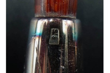 純銀製　象嵌　松鷹図・鯉図・梅鳥図の意匠豊かな煙管3点セット　共箱付き　(R-086642)