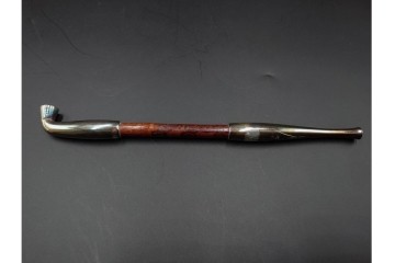 純銀製　象嵌　繊細な草花図・花蝶図の彫刻が美しい煙管3点セット　共箱付き　(R-086643)